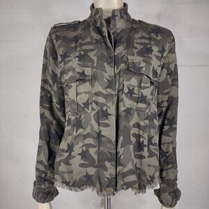 Rails green Hendrick Star Camo button front shirt jacket shacket top ladies XS